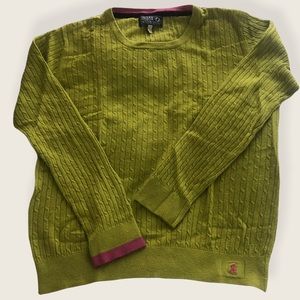 Joules Knitwear Women’s Cable Knit Pullover Sweater Green Pink Wool Blend